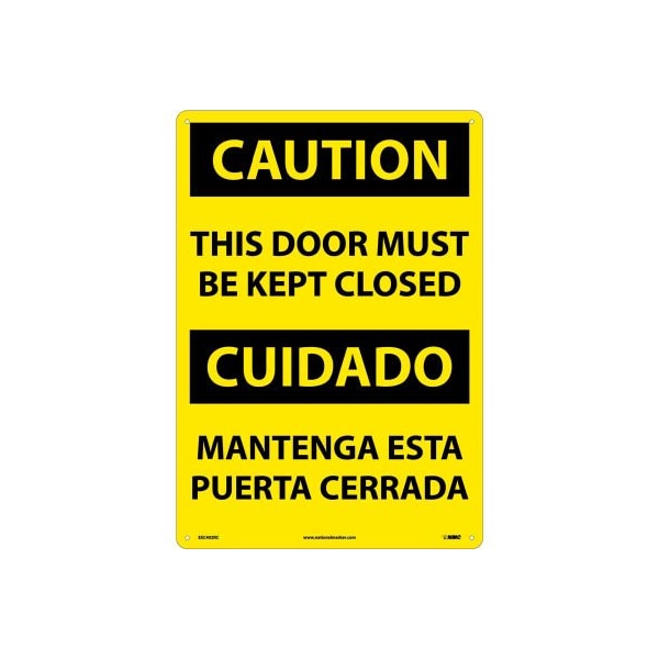 Bilingual Plastic Sign - Caution This Door Must Be Kept Closed